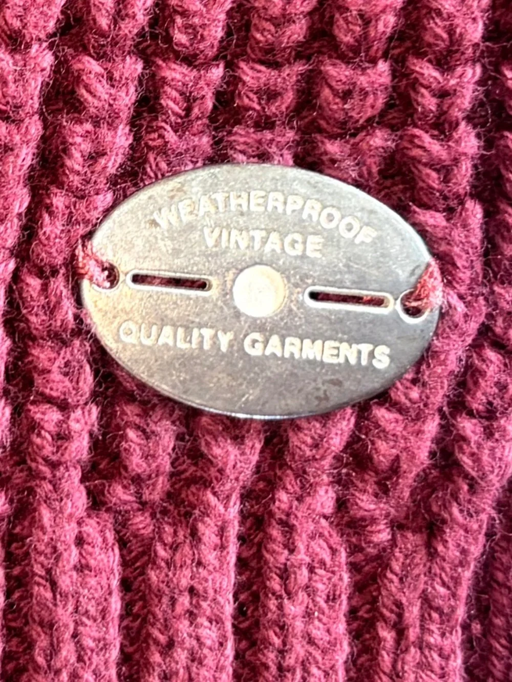 Weatherproof Vintage Quarter Zip Sweater Burgundy Textured Knit Size Large ♥️